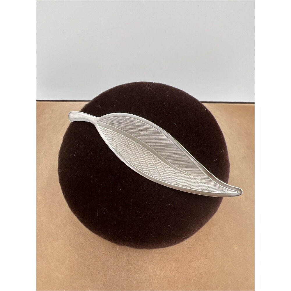 CR.Co Sterling Silver Modernist LEAF Pin / Brooch, SIGNED Naturalist Botany MCM